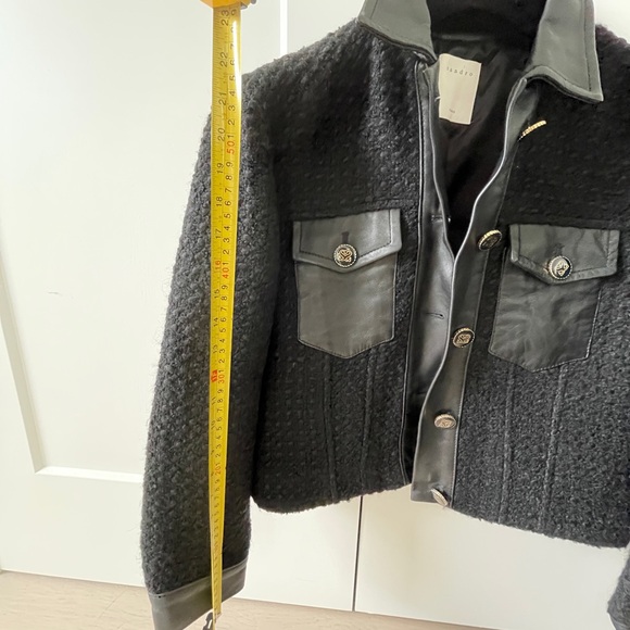 Sandro womens cropped leather tweed jacket in great condition - Picture 9 of 9